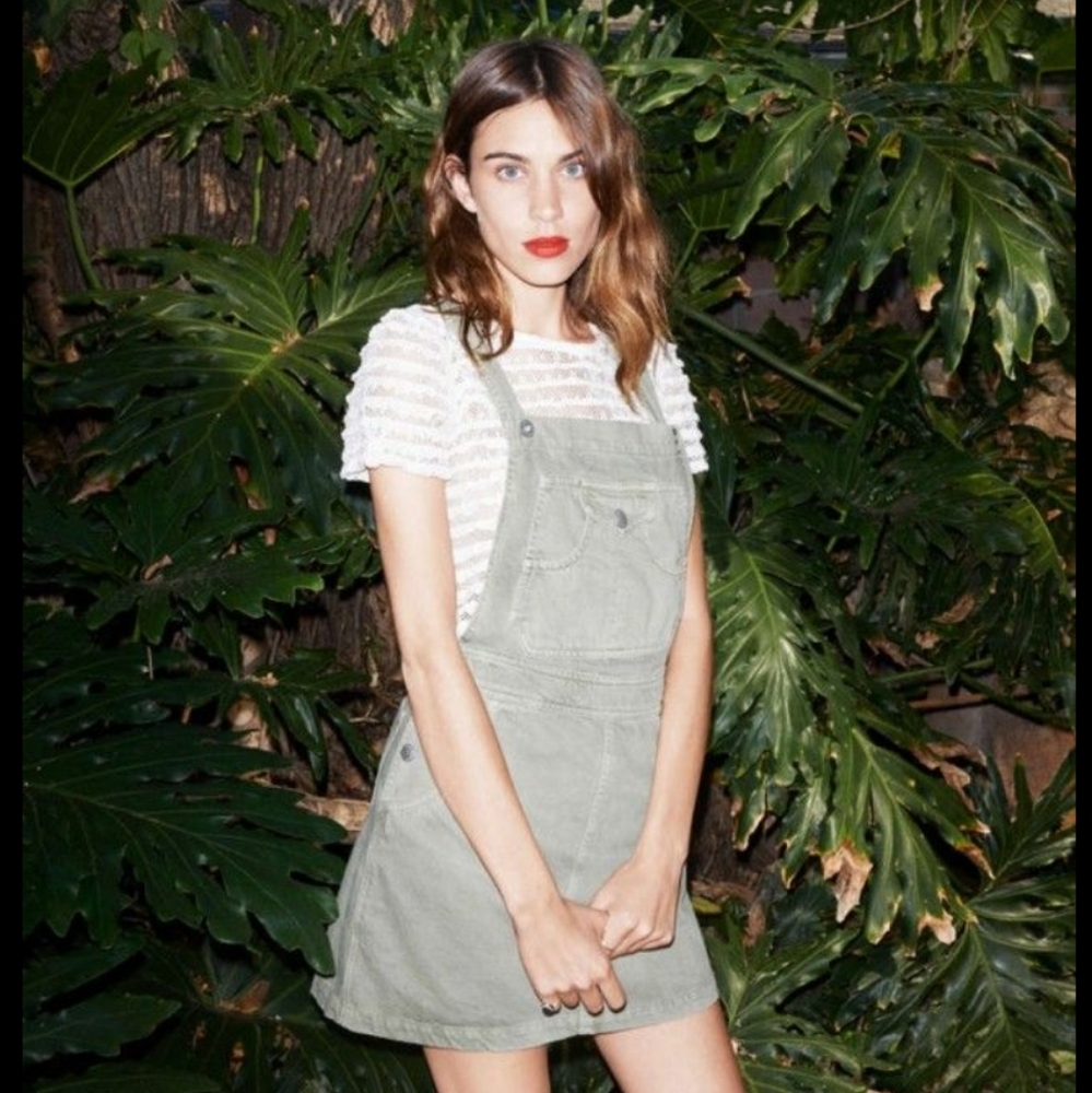 Alexa Chung for AG Khaki Overall Mini Dress Sz XS